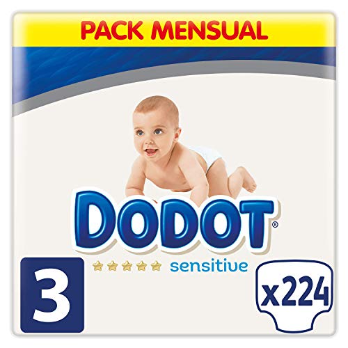 Dodot Sensitive - Pañales,  Talla 3 ( 6-10 kg),  224 Pañales