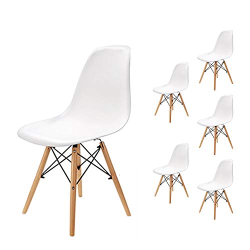 EGNM Pack 6 sillas de Comedor Blanca Silla diseño nórdico Retro Estilo 82 x 47 x 53 cm (Blanco-6)