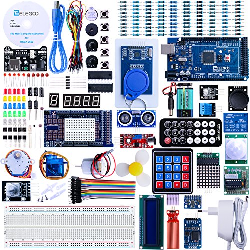 ELEGOO Conjunto Mas Completo y Avanzado de Iniciación Compatible con Arduino IDE Mega 2560 con Guías Tutorial en Español y Conjunto con Placa Controladora Mega 2560 R3, Servomotor, Motor Paso a Paso