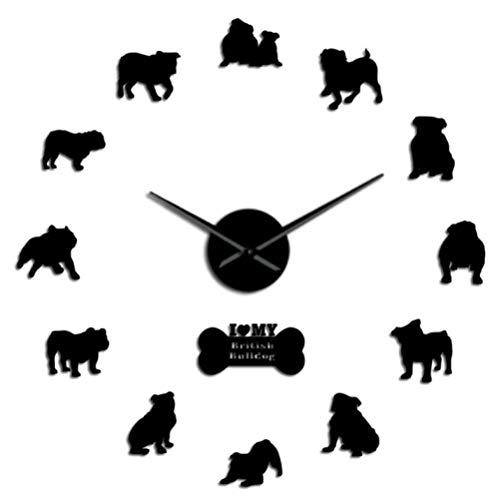 Empty Bulldog inglés Cachorros Reloj de Pared Grande Silueta de Bulldog británico Pegatinas de Arte de Pared DIY Reloj de Pared sin Marco Perro Mascota Dueño Regalo-47_ Pulgadas Empty Bulldog inglés Cachorros Reloj de Pared Grande Silueta de Bulldog británico Pegatinas de Arte de Pared DIY Reloj de Pared sin Marco Perro Mascota Dueño Regalo-47_ Pulgadas