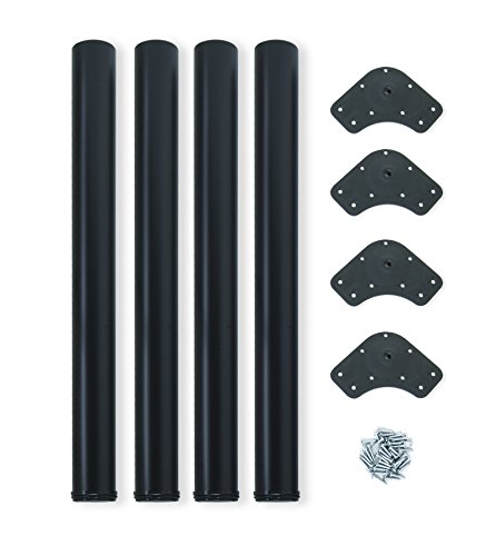 EMUCA - Patas de Mesa Regulables Ø60x710mm, Kit de 4 Patas de Acero, Altura Regulable 710-730mm, Color Negro