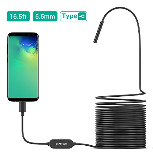 Endoscopio USB, DEPSTECH Cámara de inspección ultrafina de 5,5 mm mejorada Boroscopio de cámara de serpiente resistente al agua semi rígido con 6 luces LED ajustables y USB Adpater-16.5ft Endoscopio USB, DEPSTECH Cámara de inspección ultrafina de 5,5 mm mejorada Boroscopio de cámara de serpiente resistente al agua semi rígido con 6 luces LED ajustables y USB Adpater-16.5ft
