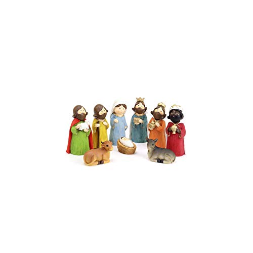 Figuras para el Portal de Belén/Nacimiento. Diseño Navideño/Original. Lote Completo de 9 Figuras 5,5 X 5 X 12,5 cm - Hogar y Más