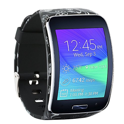 Fit-power - Pulsera de repuesto para reloj inteligente Samsung Galaxy Gear S R750, tamaño libre, inalámbrica, correa de reloj inteligente con hebilla de seguridad, 14294030, Flower-A