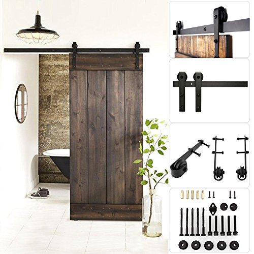 FIXKIT 6Ft 183cm Herraje para Puerta Corredera Kit de Accesorios para Puertas Correderas Juego de Piezas de Metal Carril para Puerta Deslizante 183*4*0.6cm FIXKIT 6Ft 183cm Herraje para Puerta Corredera Kit de Accesorios para Puertas Correderas Juego de Piezas de Metal Carril para Puerta Deslizante 183*4*0.6cm