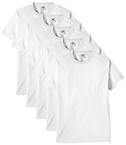 Fruit of the Loom Heavy Cotton tee Shirt 5 Pack Camiseta, Blanco, Large (Pack de 5) para Hombre