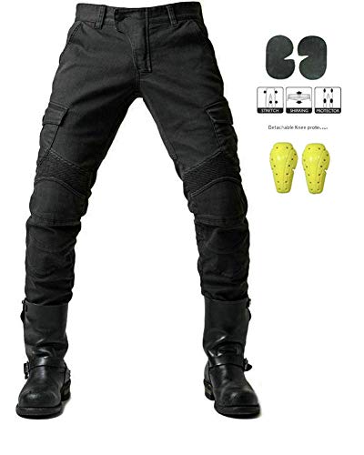 GELing Diseñador Hombres Motocicleta Armadura Textil Pantalones，Negro,2XL