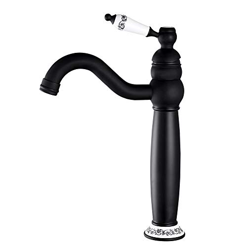 Grifo Monomando de Lavabo Bronce Antiguo Baño Mezclador Grifería baño Caño alto Agua fría y caliente Cromado (Negro) Grifo Monomando de Lavabo Bronce Antiguo Baño Mezclador Grifería baño Caño alto Agua fría y caliente Cromado (Negro)