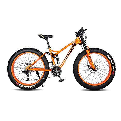 Hmcozy 24" 26" Bicicletas de montaña, 24 Velocidad de la Bici de montaña con Freno de Disco, Marco de Acero,Naranja,26in