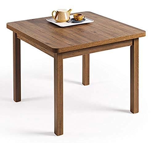 HOGAR24- Mesa Multiusos Comedor Cocina Dimensiones 90 cm x 90 cm Extensible Libro a 180 cm x 90 cm Color Madera Envejecida Nogal