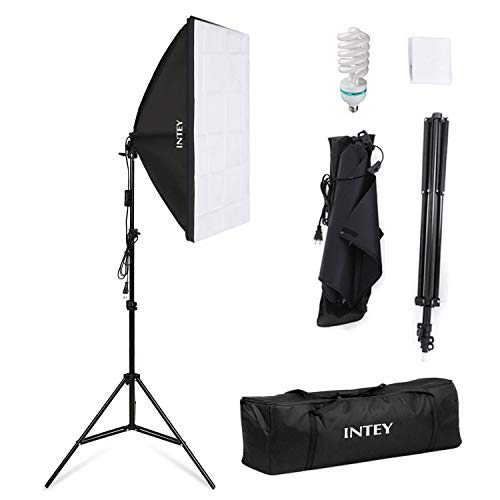 Intey Softbox Iluminacion Kit Fotografia con Luz Continua Ventana de Luz 50x70cm, Tripode, Bombilla 135W de Fotografía de Estudio Fotográfico