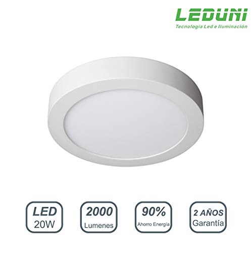LEDUNI ® Downlight panel superficie led circular 20w plafon Redondo Mejor Precio 2 years-unlimited garantía (LUZ CALIDA)