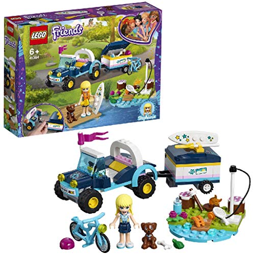 LEGO Friends - Buggy y Remolque de Stephanie, juguete de construcción que incluye coche, bicicleta y mascotas (41364)