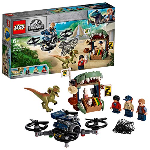 LEGO Jurassic World - Dilofosaurio a la Fuga Set de construcción de Aventuras con Figura de Dinosaurio, incluye un dron de Juguete, Novedad 2019 (75934)