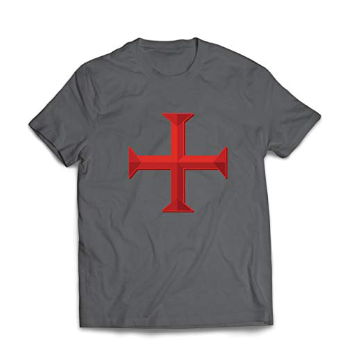 lepni.me Camisetas Hombre Los Caballeros Templarios, Cruz Roja, Compañeros Pobres-Soldados de Cristo (X-Large Grafito Multicolor)