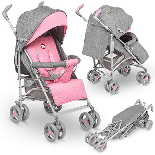 Lionelo LO-IRMA PINK Irma buggy - Carrito de viaje plegable con posición tumbada, 7 kg, color rosa Lionelo LO-IRMA PINK Irma buggy - Carrito de viaje plegable con posición tumbada, 7 kg, color rosa