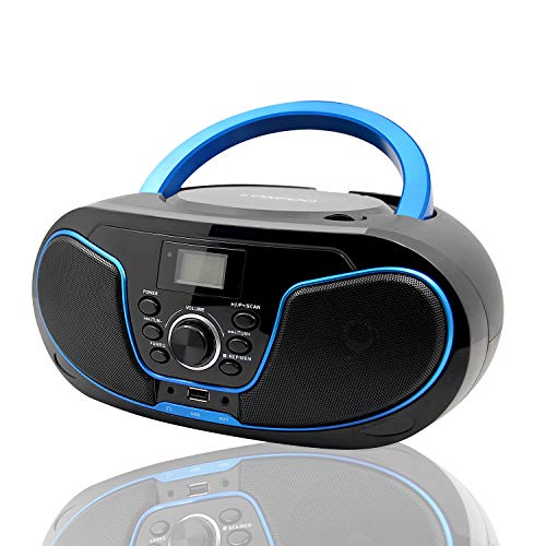LONPOO Portátil Bluetooth Reproductor de CD Boombox 4W (FM Radio, Reproductor de CD / MP3, USB2.0, AUX-IN, Bluetooth4.0)
