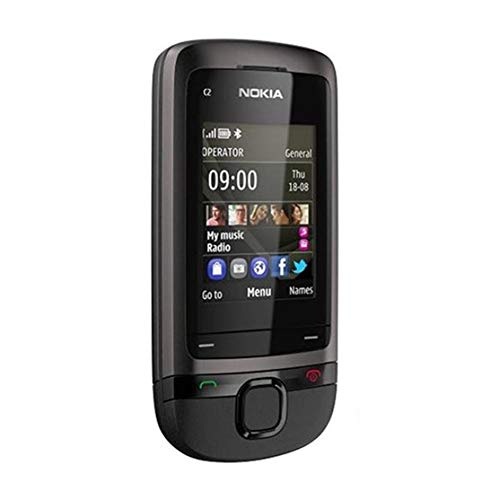 LouiseEvel215 Nokia C2-05 Slide Teléfono Celular Reproductor de MP3 0.3MP Cámara 3.5mm Jack Desbloqueado Restaurado Teléfono Soporte Tarjeta TF