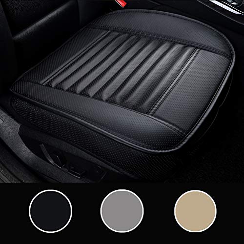 LUOLLOVE Funda Coche Asientos Universales, Interior Coche Protector de Asiento Delantero, Súper Transpirable Cuero Bambú Carbón,20.5 * 20.1 '' (1 Paquete, Negro)