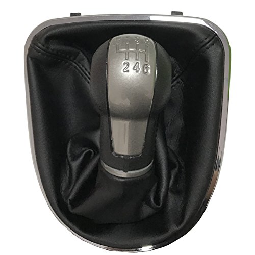 Maxiou Perilla Gear Shift con cubierta de arranque de cuero Gaitor para ALTEA LEON II 2 TOLEDO Palanca Stick para coche 5 6 velocidades Pomo de Cambio (6-Speed)