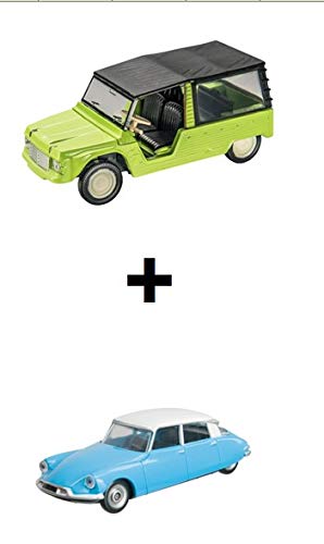 Mondo Motors Set of 2 1/43 Cars: Citroen MEHARI Green + DS19 Blue (Ref: MV3)