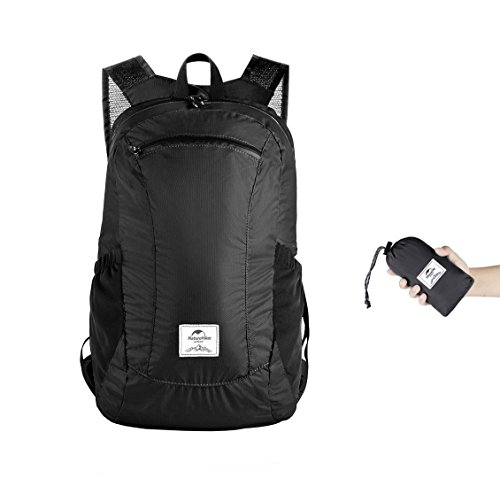 Naturehike Ultraligera Mochila Plegable 18L Pequeña Mochila de Senderismo para Mujeres Hombres Impermeable Mochila para Escalar Camping Ciclismo Bicicleta de Viaje de Negocios (Negro)