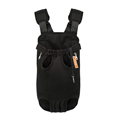 NICREW Mochila del Perro, Bolso para Perros y Gatos, Adjustable Bolsa Delantera Pet Front Cat Dog Carrier Backpack, Viaje Bolsa de Transporte de Mascotas para Viajar/Senderismo/Camping-M-Negro