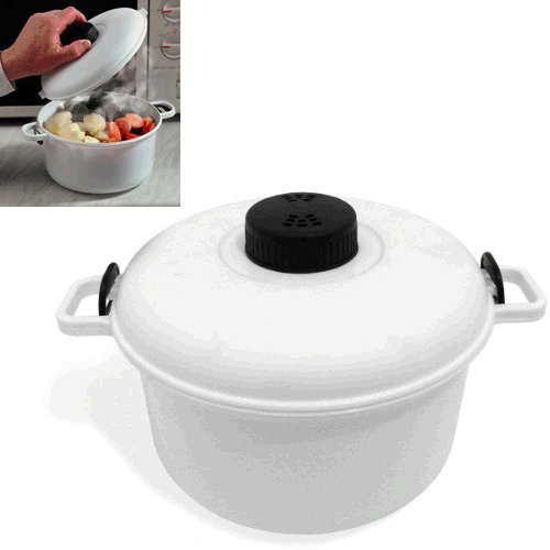 Olla para microondas con capacidad de 2,85 litros y vaso medidor . Olla para microondas con capacidad de 2,85 litros y vaso medidor .
