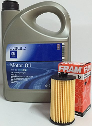 Opel Aceite Motor GM General Motor Oil 5w30 5 litros + Filtro Aceite Fram CH10246ECO para Motores Gasolina 1.2i 16v, 1.4 16v, 1.6 16v, 1.8i 16v, 1.6 CDTi