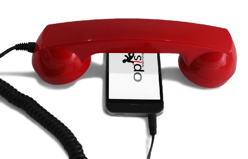 OPIS 60s Micro: Auricular Retro/Auricular Estilo teléfono Retro/Combinado Retro/Combinado Estilo teléfono Retro para móviles, Smartphones y Tablets (Rojo)