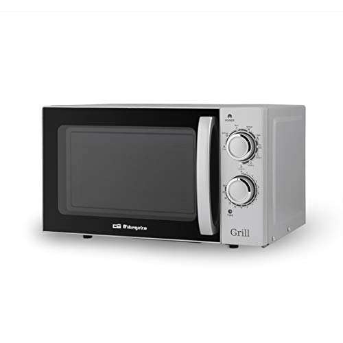 Orbegozo MIG 2038 - Microondas con grill, 700 W de potencia, 20 l, grill de 900 W, 9 niveles de funcionamiento, gris, 45.5 x 35 x 26 cm