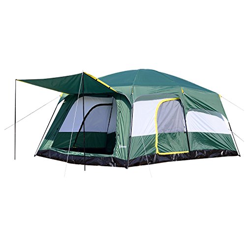 Outsunny Tienda de Campaña Familiar 8-10 Personas Carpa Grande Acampada Tipo Refugio para Playa Picnic Portátil y Impermeable con Bolsa de Transporte Mosquitera Protección Solar UV 4.3x3x2m