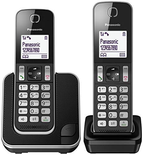 Panasonic KX-TGD312 - Teléfono Fijo inalámbrico Dúo (LCD, identificador de llamadas, agenda de 120 números, bloqueo de llamada, modo ECO, reducción de ruido), Negro Panasonic KX-TGD312 - Teléfono Fijo inalámbrico Dúo (LCD, identificador de llamadas, agenda de 120 números, bloqueo de llamada, modo ECO, reducción de ruido), Negro