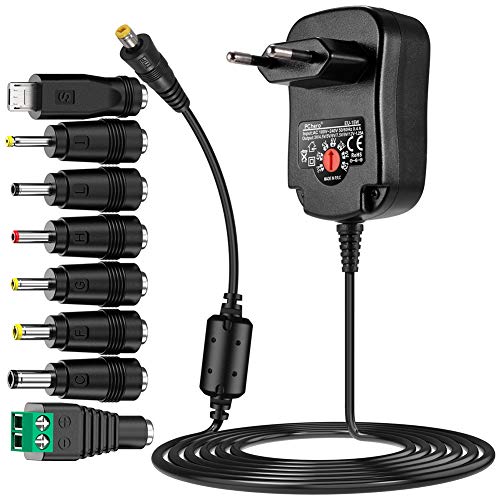 PChero 15 W Universal AC/DC adaptador de conmutación regulado fuente de alimentación con 8 seleccionables adaptador conectores,1500 mA max,5 ft cable de carga-para 3-12 V hogar Electronics Dispositivo