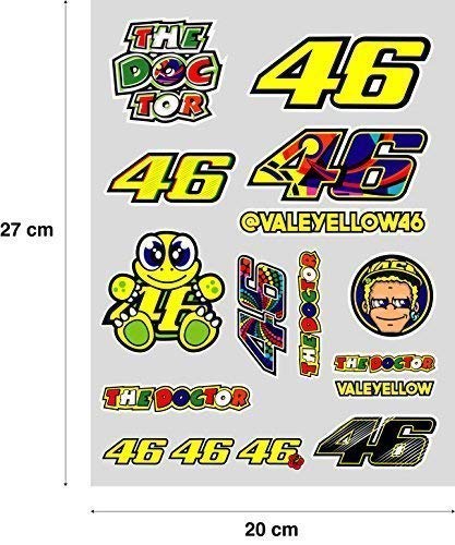 PEGATINA STICKER ADESIVO AUFKLEBER DECALS AUTOCOLLANTS VALENTINO ROSSI PLIEGO (27 cm x 20 cm) 16 unidades REF1