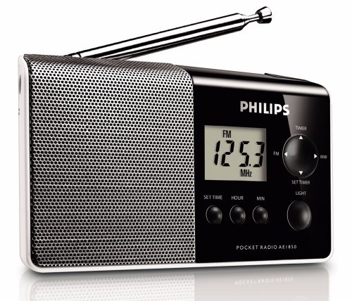 Philips Audio AE1850/00 - Radio Portátil FM/Am (Salida para Auriculares, Pantalla LCD), Gris/Negro