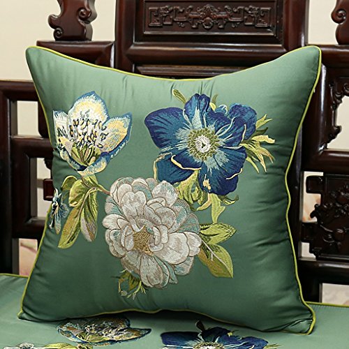 Pillow Bordado Chino de la Flor de la Almohadilla de Caoba Cojines del sofá Almohadilla del Coche de Almohada Lumbar con Core (Color : D, Tamaño : M)