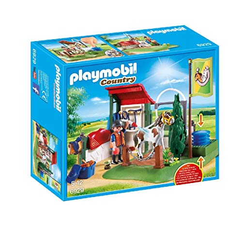 PLAYMOBIL Country Set de Limpieza para Caballos con Bomba de Agua, A partir de 5 años (6929)