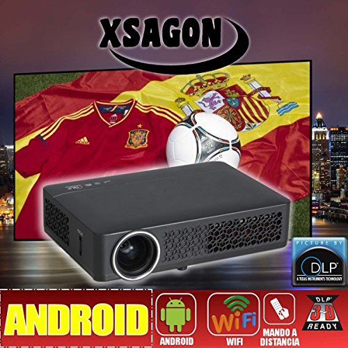 proyector FULLHD soportado, XSAGON HD600 con Android, DLP, Wifi, HDMI, VGA, Ethernet, USB,SD, AC3, 2 años de garantía