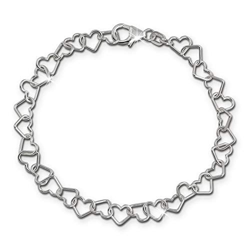 Pulsera de mujer de 19 cm, corazones de plata de ley 925, joyería femenina SDA2529J, de SilberDream Pulsera de mujer de 19 cm, corazones de plata de ley 925, joyería femenina SDA2529J, de SilberDream