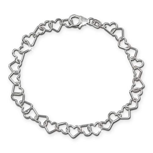 Pulsera de mujer de 19 cm, corazones de plata de ley 925, joyería femenina SDA2529J, de SilberDream