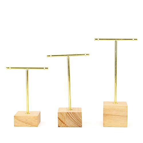 RENJIANFENG Soporte para Exhibición De 3 Piezas con Soporte En Forma De T para Exhibición, Exhibición De Pendientes De Metal con Soporte En Forma De T, Vitrina, Dorado Y Negro,Square Gold RENJIANFENG Soporte para Exhibición De 3 Piezas con Soporte En Forma De T para Exhibición, Exhibición De Pendientes De Metal con Soporte En Forma De T, Vitrina, Dorado Y Negro,Square Gold