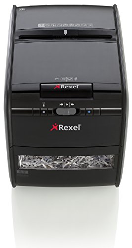 Rexel Auto+ 60X 2103060 - Destructora de papel con autoalimentación y corte en confeti para oficinas pequeñas (hasta 10 usuarios), papelera 15 l, negro