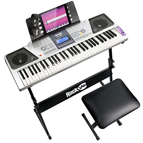 RockJam RJ-661 - Super kit de 61 teclas del teclado LCD con soporte y auriculares RockJam RJ-661 - Super kit de 61 teclas del teclado LCD con soporte y auriculares