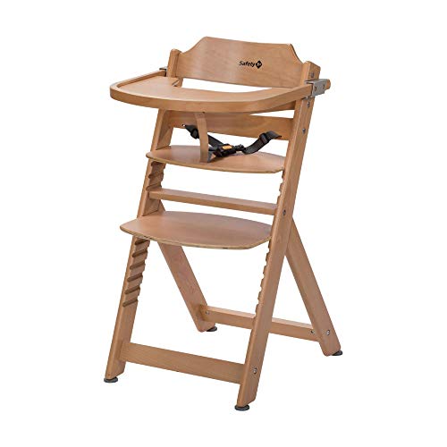 Safety 1st Timba Trona de madera con bandeja, Trona evolutiva para niños 6 meses - 10 años (30 kg), Regulable an altura,color Madera natural