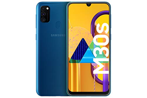 Samsung Galaxy M30s -  Smartphone Dual SIM, pantalla 16.21 cm sAMOLED FHD+, camara 48MP, 4 GB RAM, 64 GB ROM, bateria 6000 mAH, Android, azul [Versión española, Exclusivo Amazon]