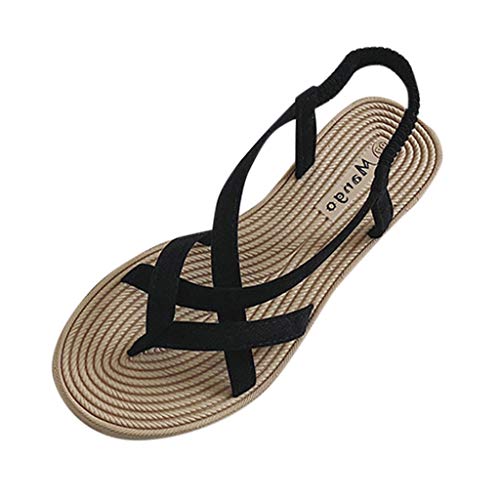 Sandalias Mujer Sandalias Mujer Verano 2019 Sandalias Planas Sandalias de Vestir Playa Chanclas para Mujer Zapatos Sandalias de Punta Abierta Roma Casual Sandalias Fiesta Cómodo Flip Flop vpass