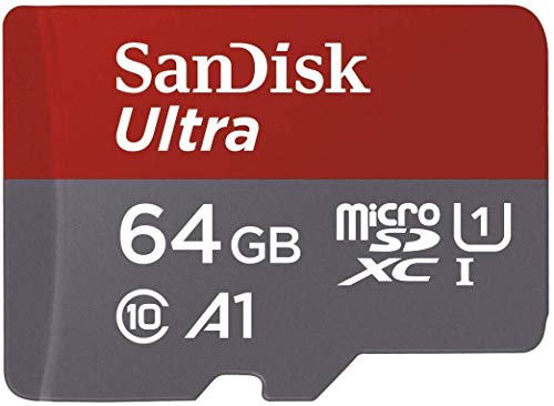 SanDisk Ultra - Tarjeta de memoria microSDXC de 64 GB con adaptador SD, velocidad de lectura hasta 100 MB/s, Clase 10, U1 y A1