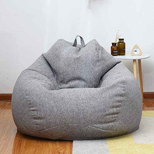 Silla con Forma de Frijol: Bolsa de Frijol Grande y con Memoria de 3 'para Muebles de Espuma - Cubierta Suave y Grande para sofá - Tela de Lino, removible y Lavable,Gray,S