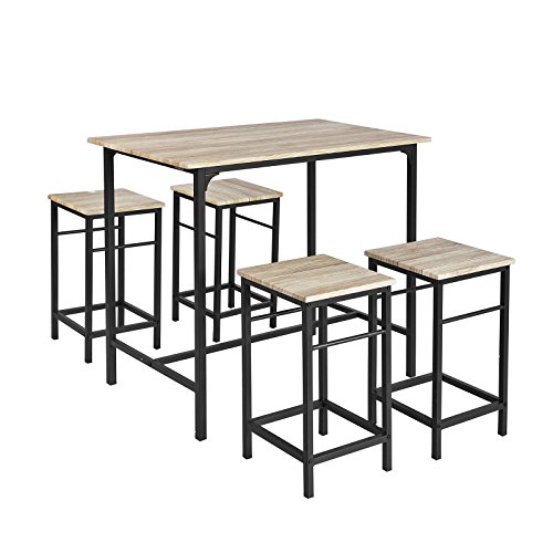 SoBuy Set Mesa Alta de Bar y 4 Taburetes OGT11-N,ES (4 sillas) SoBuy Set Mesa Alta de Bar y 4 Taburetes OGT11-N,ES (4 sillas)